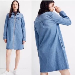 Madewell denim zipper-front shirt dress. Size XS.